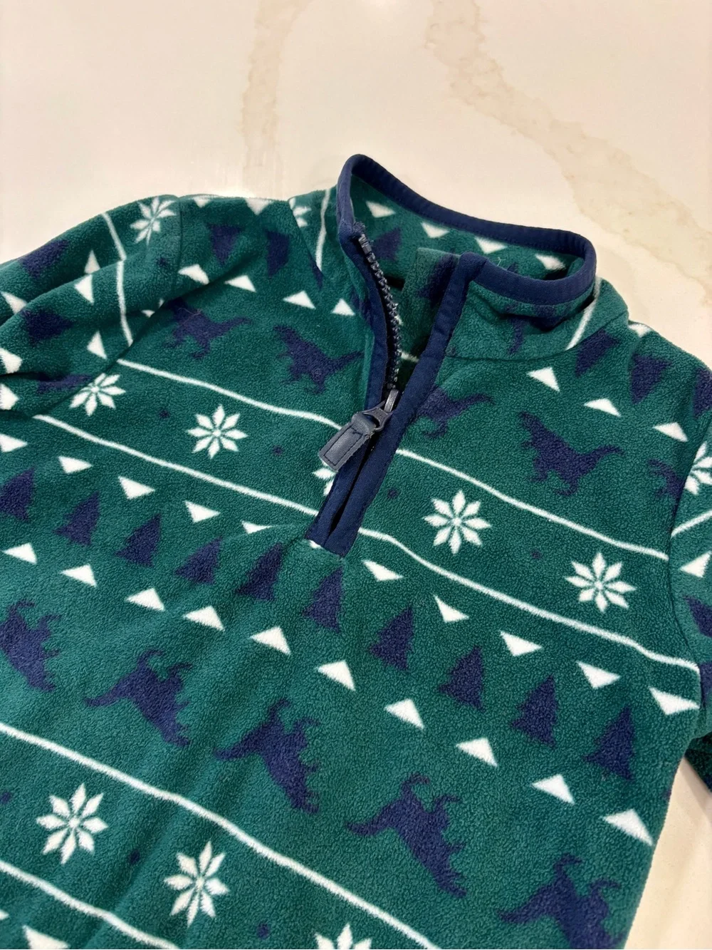 Kids Green Holiday Fleece Quarterzip Pullover